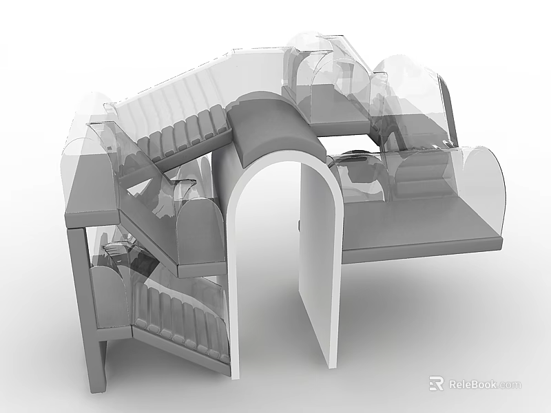 Detailed Mechanical Swing Door Structure With Hinges Frame Components And Design 3d model