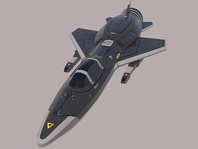Modern Dark Fighter Jet With Yellow Accents And Streamlined Aerodynamic Design 3d model