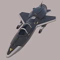 Modern Dark Fighter Jet With Yellow Accents And Streamlined Aerodynamic Design