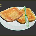 Crispy Two Slices of Toast on White Plate with Silver Butter Knife