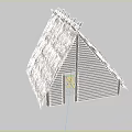 Traditional Rustic Wooden Cabin With Thatched Roof And Wooden Plank Walls