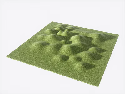 Square Green Lawn With Undulating Hills And Lush Grass Surface 3d model