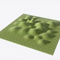 Square Green Lawn With Undulating Hills And Lush Grass Surface 3d model
