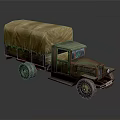 Functional Military Truck With Canvas Cover And Cargo Bed
