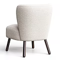Modern White Fluffy Accent Chair With Dark Wooden Legs Soft Comfortable Minimalist Design