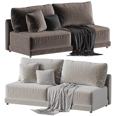 Comfortable Two Seater Sofa With Soft Decorative Pillows And Cozy Blanket 3d model