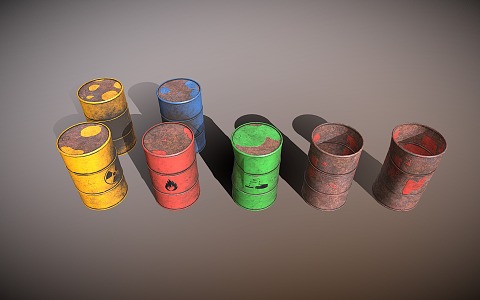 Industrial LOFT Oil Drum Tin Drum 3d model