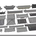 Ancient Architecture Traditional Roof Styles With Various Eaves And Classic Tile Structures