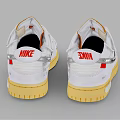 White Sneakers With Silver Swoosh Logo Yellow Sole And Orange Tongue Accents