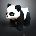 Cartoon Panda 3D Figure With Blue Eyes Black And White Standing Posture