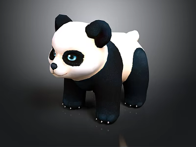 Cartoon Panda 3D Figure With Blue Eyes Black And White Standing Posture 3d model