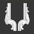 Intricate Plant Inspired Carved White Decorative Scroll Elements For Home Decor 3d model