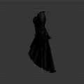 Black Gothic Long Sleeve Dress With Ruffled Cuffs And Asymmetric Hem