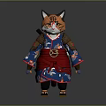 Game Movie Samurai Cat Character Wearing Blue Kimono With Red Sash And Tiger Pattern