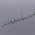 Ceiling Frame Structure With Metal Bars And Colored Pipes Installation 3d model