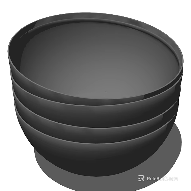 Modern Black Stacked Bowls Dinnerware Set For Kitchen Dining Table Use 3d model 