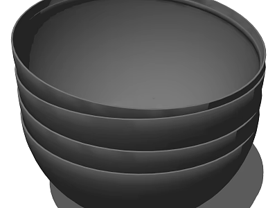 Modern Black Stacked Bowls Dinnerware Set For Kitchen Dining Table Use 3d model