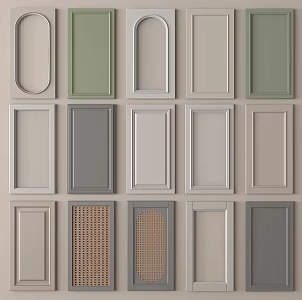 French cabinet door panel cabinet door combination wood 3d model
