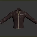 Genuine Brown Leather Jacket With Zipper Closure Stand Collar And Stitched Details