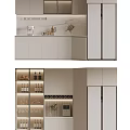 Elegant Modern Wine Cabinet Interior With Glass Doors LED Lighting And Wine Storage