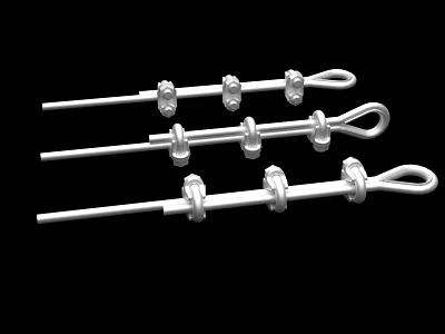 Industrial Stainless Steel Rod Assemblies With Loop Connectors And Bolt Fittings 3d model