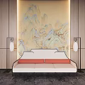 New Chinese Style Sofa Background Wall Sofa Background Wall Floor Lamp Hanging Picture 3d model