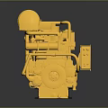 Golden Industrial Engine Model With Detailed Mechanical Components And Shiny Metallic Structure 3d model