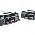 Dual-Card Tape Recorder Radio Old Object 3d model