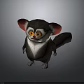 Cute Bush Baby With Big Eyes And Fluffy Tail Sitting On Dark Background
