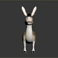 Cartoon Donkey With Large Ears Friendly Expression Brown And White Standing On Reflective Black Background 3d model