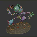 Blue Robot Interacting With Butterfly And Rabbit On Grassy Dirt Ground