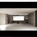 Fashion Clothing Store Interior With Display Area Chairs And Tripod Lighting