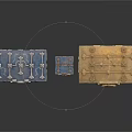 Blue And Gold Decorative Chests In Different Sizes With Elaborate Patterns And Metal Accents