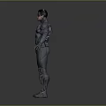 Batman 3D Game Movie Character Wearing Gray Armor Costume With Cape and Symbol