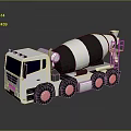 Black and White Concrete Mixer Truck 3D Model with Cab and Mixer Drum