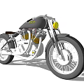 Vintage Classic Motorcycle With Black Body Silver Frame And Yellow Headlight