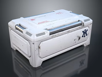 White Rolling Storage Container With Handle Durable Industrial Design And Logo 3d model