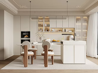 French Cream Style Restaurant 01 3d model
