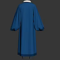 Blue Traditional Robe With Long Sleeves Classic Collar And Elegant Design