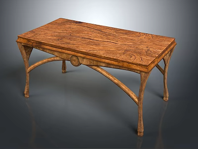 Classic Wooden Table With Unique Wood Grain And Curved Decorative Legs 3d model