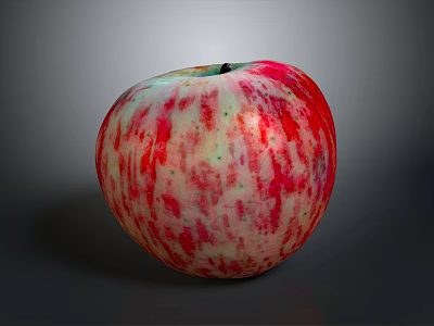 Fresh Red And White Striped Apple With Shiny Surface And Vibrant Color 3d model