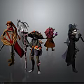 Diverse Fantasy Characters With Unique Costumes Weapons And Distinct Appearances