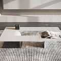Modern Minimalist Coffee Table In Living Room With Magazine And Decorative Objects