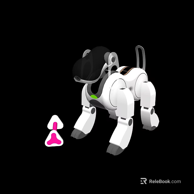 Intelligent Robot Dog With White Black Body Green Accent And Interactive Control Icon 3d model