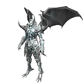 Game Movie Character With Metallic Armor And Large Black Wings In Dark Fantasy Style