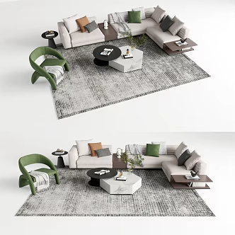 Modern sofa coffee table combination 3d model