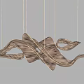 Elegant Modern Chandelier With Wavy Curved Metal Design And Shiny Gold Finish