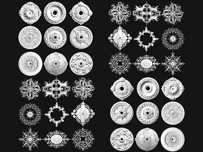 Various Intricate Carved Decorative Patterns With Circular Designs For Home Decor 3d model