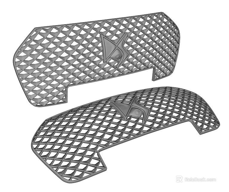 Automotive Car Grilles With Diamond Mesh Pattern And Central Emblem Design 3d model 
