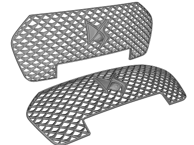 Automotive Car Grilles With Diamond Mesh Pattern And Central Emblem Design 3d model